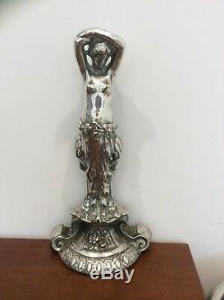 Stunning Silver Plate Door Stop Nude Lady Art Decco/nouveaux Circa 1900