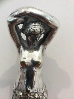 Stunning Silver Plate Door Stop Nude Lady Art Decco/nouveaux Circa 1900