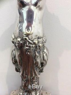 Stunning Silver Plate Door Stop Nude Lady Art Decco/nouveaux Circa 1900