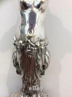 Stunning Silver Plate Door Stop Nude Lady Art Decco/nouveaux Circa 1900