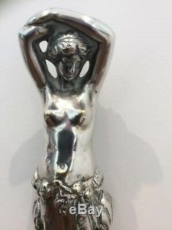 Stunning Silver Plate Door Stop Nude Lady Art Decco/nouveaux Circa 1900