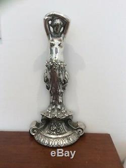 Stunning Silver Plate Door Stop Nude Lady Art Decco/nouveaux Circa 1900