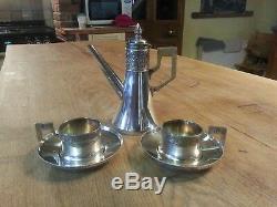 Stunning Silver Plate WMF Art Nouveau Teapot and Cups Jugendstil Secessionist