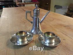 Stunning Silver Plate WMF Art Nouveau Teapot and Cups Jugendstil Secessionist