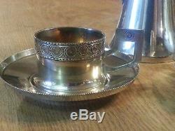 Stunning Silver Plate WMF Art Nouveau Teapot and Cups Jugendstil Secessionist