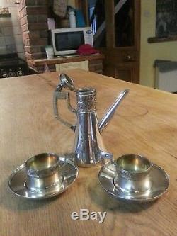 Stunning Silver Plate WMF Art Nouveau Teapot and Cups Jugendstil Secessionist