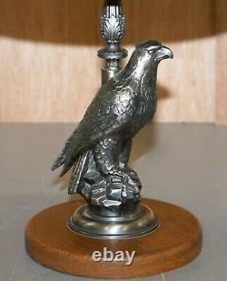 Stunning Silver Plated American Eagle With Marble Top Side End Lamp Wine Table