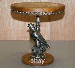 Stunning Silver Plated American Eagle With Marble Top Side End Lamp Wine Table