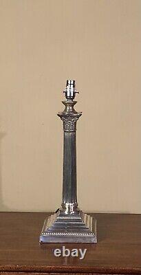 Substantial size quality silver plated corinthian column table lamp