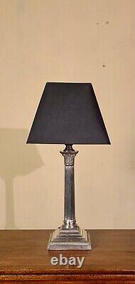 Substantial size quality silver plated corinthian column table lamp