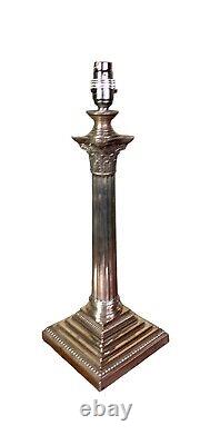 Substantial size quality silver plated corinthian column table lamp