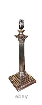 Substantial size quality silver plated corinthian column table lamp