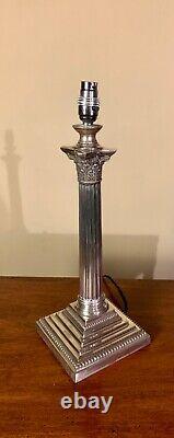 Substantial size quality silver plated corinthian column table lamp