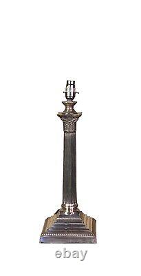 Substantial size quality silver plated corinthian column table lamp