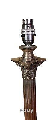 Substantial size quality silver plated corinthian column table lamp