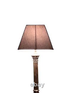 Substantial size quality silver plated corinthian column table lamp