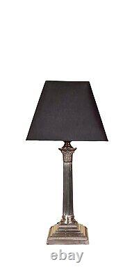 Substantial size quality silver plated corinthian column table lamp