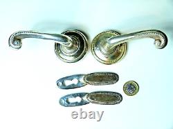 Super Pair Heavy Quality Antique Silver Plate Regency Revival Lever Door Handles