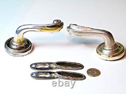 Super Pair Heavy Quality Antique Silver Plate Regency Revival Lever Door Handles