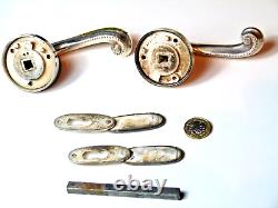 Super Pair Heavy Quality Antique Silver Plate Regency Revival Lever Door Handles