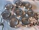 Super Stylish Vintage Set Of 8 Silver Plated & Cut Crystal Glass Wine Coasters