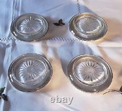 Super Stylish Vintage Set Of 8 Silver Plated & Cut Crystal Glass Wine Coasters