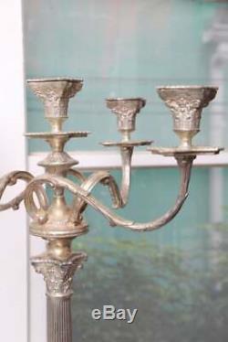 Superb 1900s English Pair of Antique Silver Plated Candelabras
