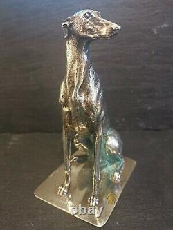 Superb Silver Plated Greyhound, Edinburgh 2004. Solid Silver Base