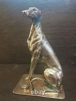 Superb Silver Plated Greyhound, Edinburgh 2004. Solid Silver Base