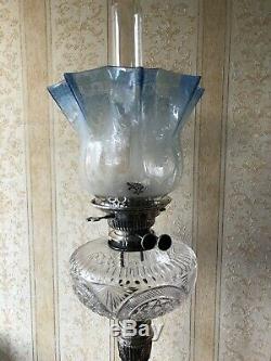 Superb Victorian Antique Silver Plated Corinthian Column Oil Lamp Base