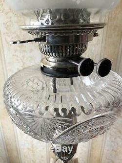 Superb Victorian Antique Silver Plated Corinthian Column Oil Lamp Base