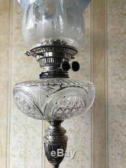 Superb Victorian Antique Silver Plated Corinthian Column Oil Lamp Base