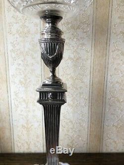 Superb Victorian Antique Silver Plated Corinthian Column Oil Lamp Base