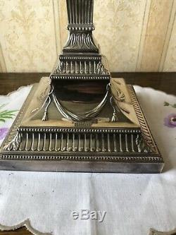 Superb Victorian Antique Silver Plated Corinthian Column Oil Lamp Base