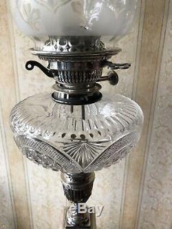 Superb Victorian Antique Silver Plated Corinthian Column Oil Lamp Base