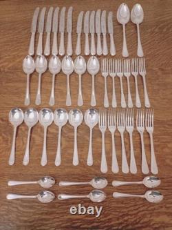 Superb Vintage 44 Pc BEAD PATTERN Silver Plate Cutlery Set Latham&Owen Sheffield