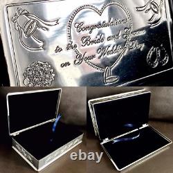 Superb Vintage Large Heavy Silver Plated Wedding Trinket Box (9x5.5x2, 820g)