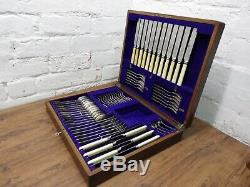 Superb Vintage Silver Plated Cutlery Set With 64 Pieces And Original Wooden Box