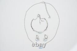 Swarovski Iconic Blue White Crystal Swan Set, Earrings Necklace Bracelet BNWT