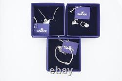 Swarovski Iconic Blue White Crystal Swan Set, Earrings Necklace Bracelet BNWT