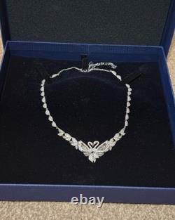 Swarovski Womens Silver Swan Duo Necklace Genuine Crystals With Original Box