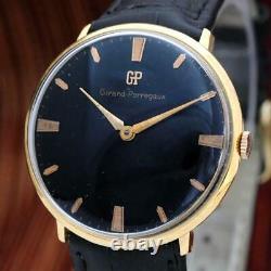 Swiss Original Girard Perregaux Gold Plated Manual Wind Gents Watch Black Dial