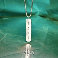 TIFFANY & Co. 1837 Bar Plate Necklace Pendant Snake 17 Mirror Finish Shine well