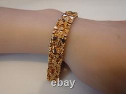 Taiwan Sterling Vermeil 925 Heavy Plate Nugget Bracelet 7 7.5