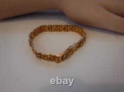 Taiwan Sterling Vermeil 925 Heavy Plate Nugget Bracelet 7 7.5