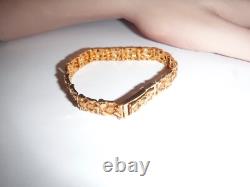 Taiwan Sterling Vermeil 925 Heavy Plate Nugget Bracelet 7 7.5