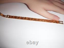 Taiwan Sterling Vermeil 925 Heavy Plate Nugget Bracelet 7 7.5