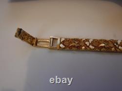 Taiwan Sterling Vermeil 925 Heavy Plate Nugget Bracelet 7 7.5