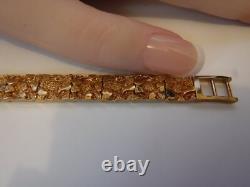 Taiwan Sterling Vermeil 925 Heavy Plate Nugget Bracelet 7 7.5