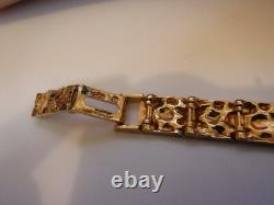 Taiwan Sterling Vermeil 925 Heavy Plate Nugget Bracelet 7 7.5